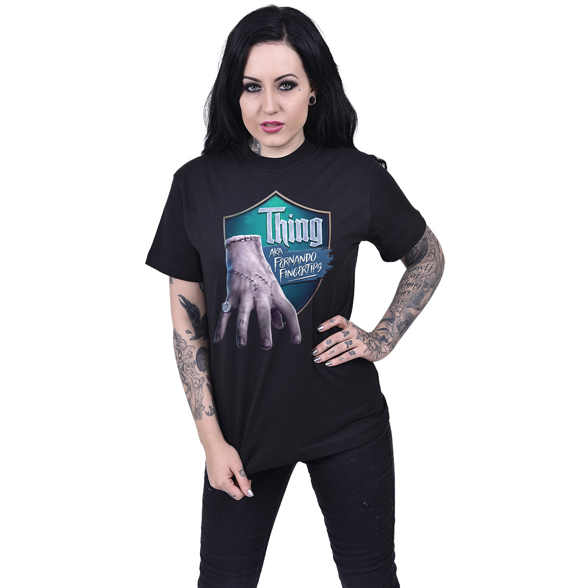 THING - 'FERNANDO FINGERTIPS' - Front Print T-Shirt Schwarz