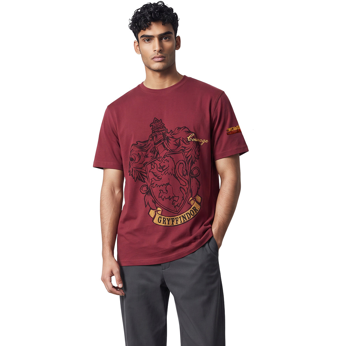 HARRY POTTER – GRYFFINDOR-EMBLEM – T-Shirt in tiefem Bordeauxrot