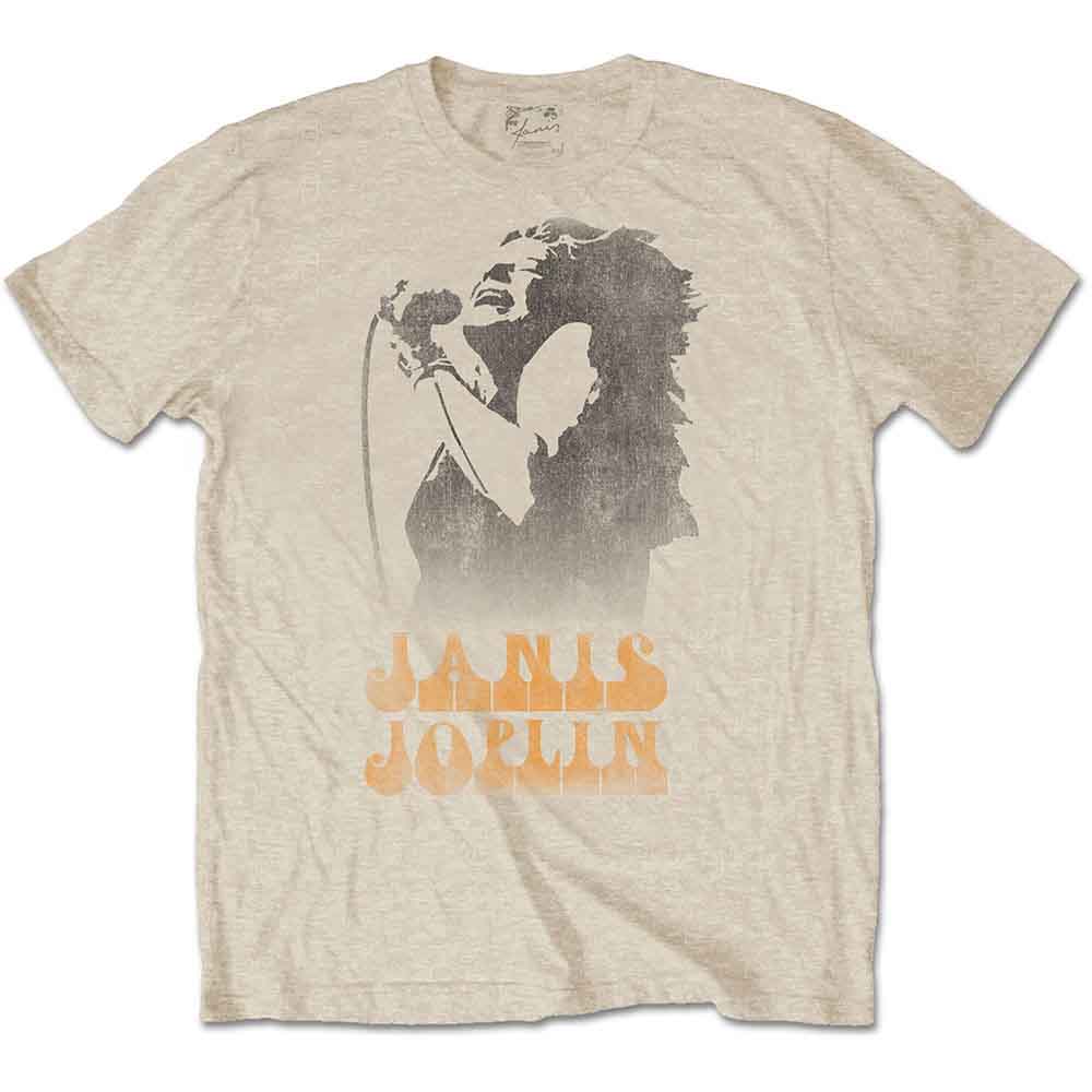 JANIS JOPLIN - WORKING THE MIC - T-Shirt Sand