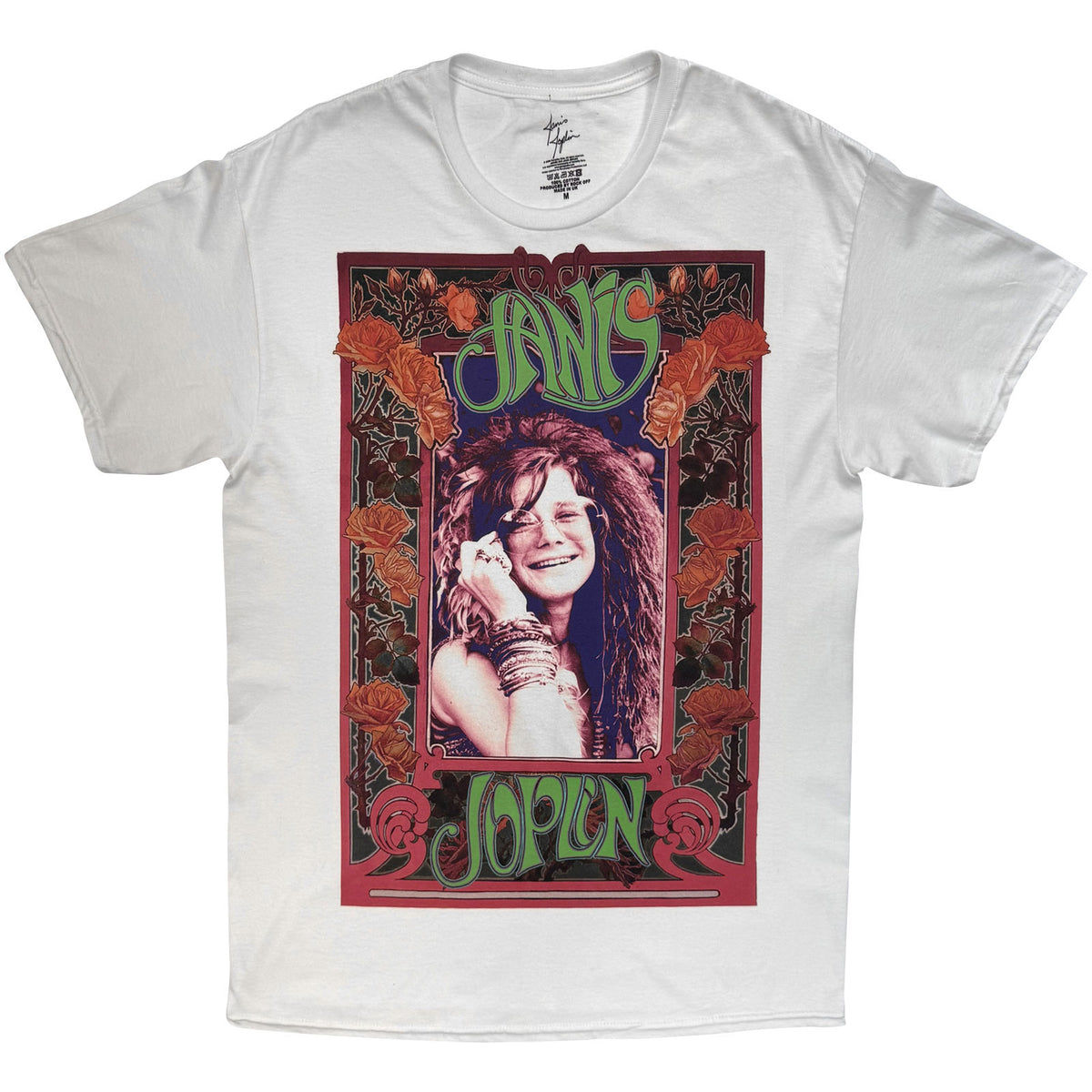 JANIS JOPLIN - ROSE BORDER - T-Shirt White