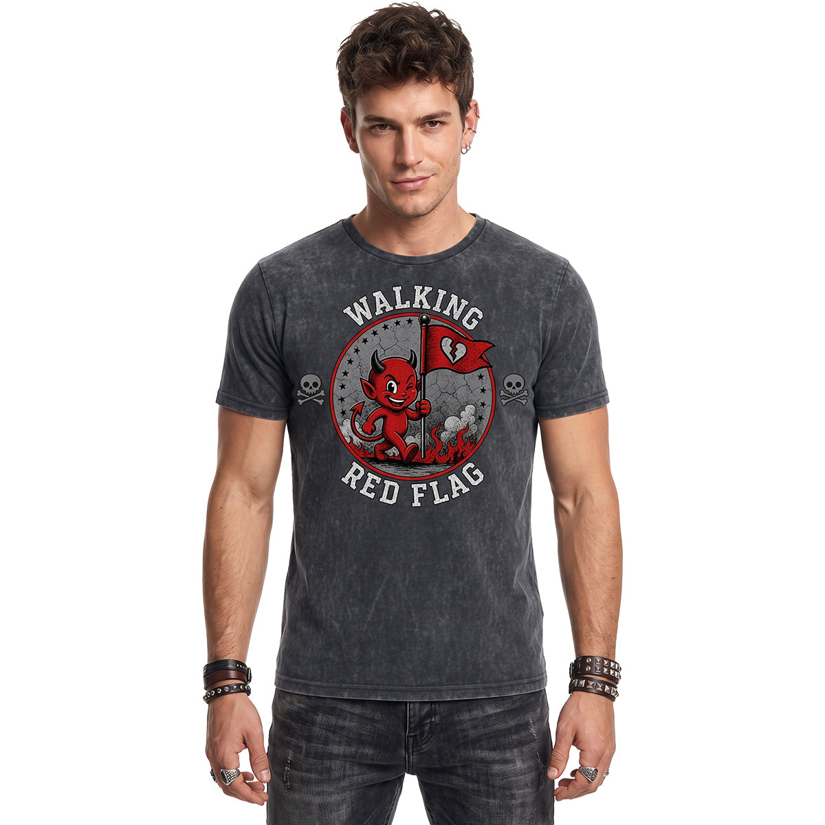 RED FLAG – T-Shirt im Acid-Wash-Look