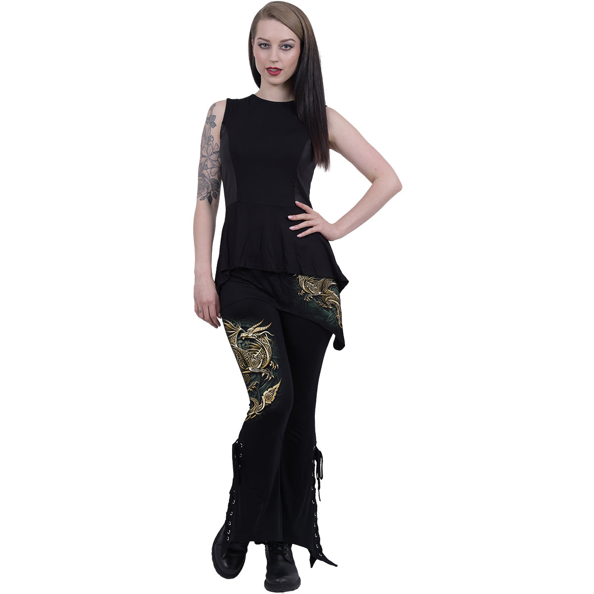 CELTIC DRAGON - 2in1 Boot-Cut Leggings mit Micro Slant Skirt
