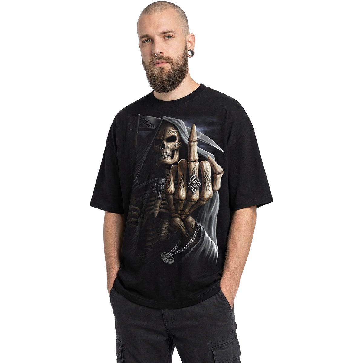 BONE FINGER - Oversized Box T-Shirt Black
