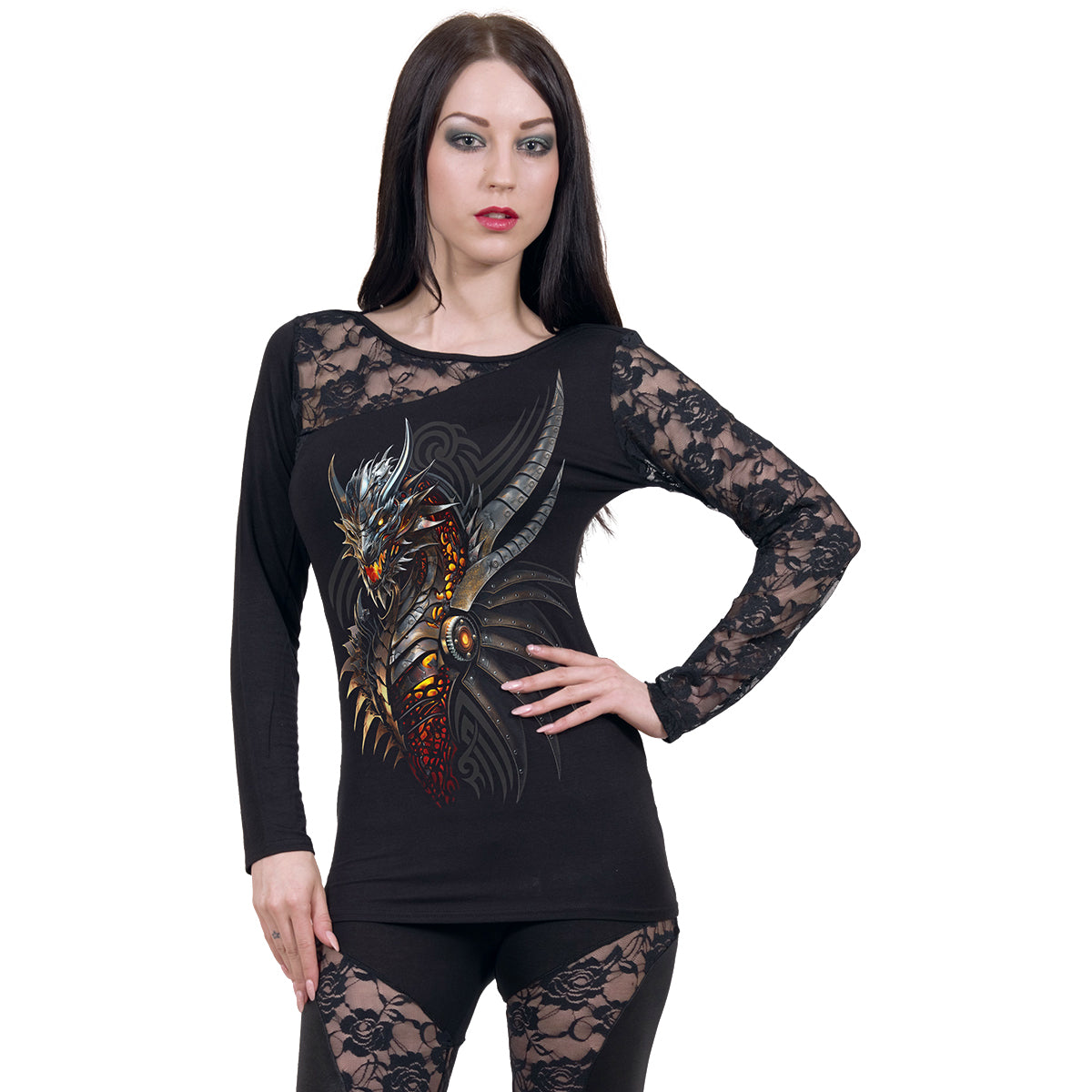 RAZOR BACK - Spitze One Shoulder Top Schwarz