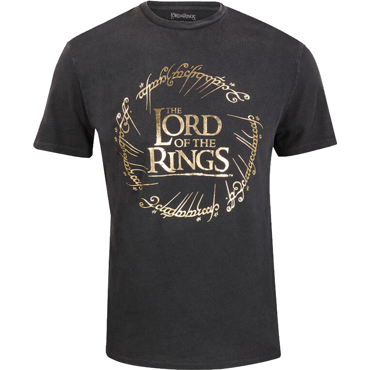 LORD OF THE RINGS - GOLD FOIL LOGO - Acid Wash T-Shirt