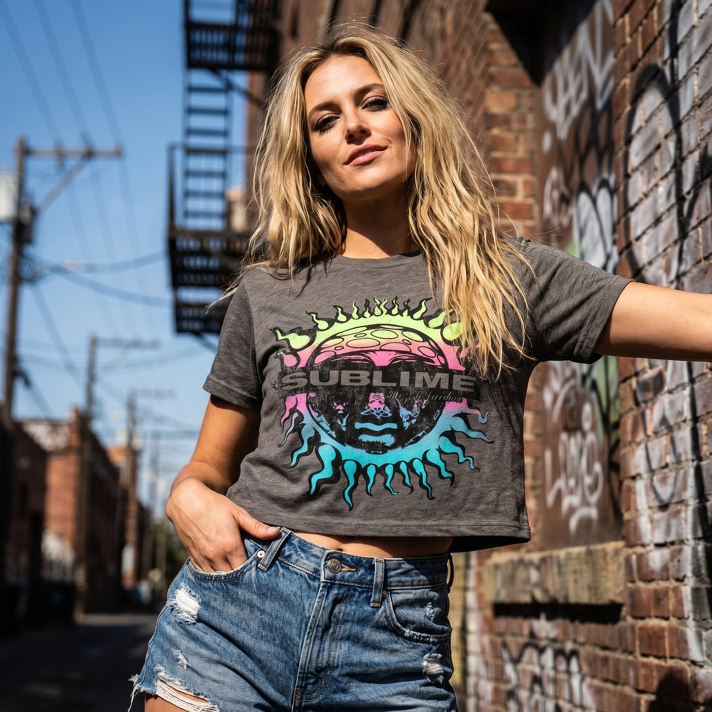 SUBLIME - GRADIENT SUN - Crop Top Grey