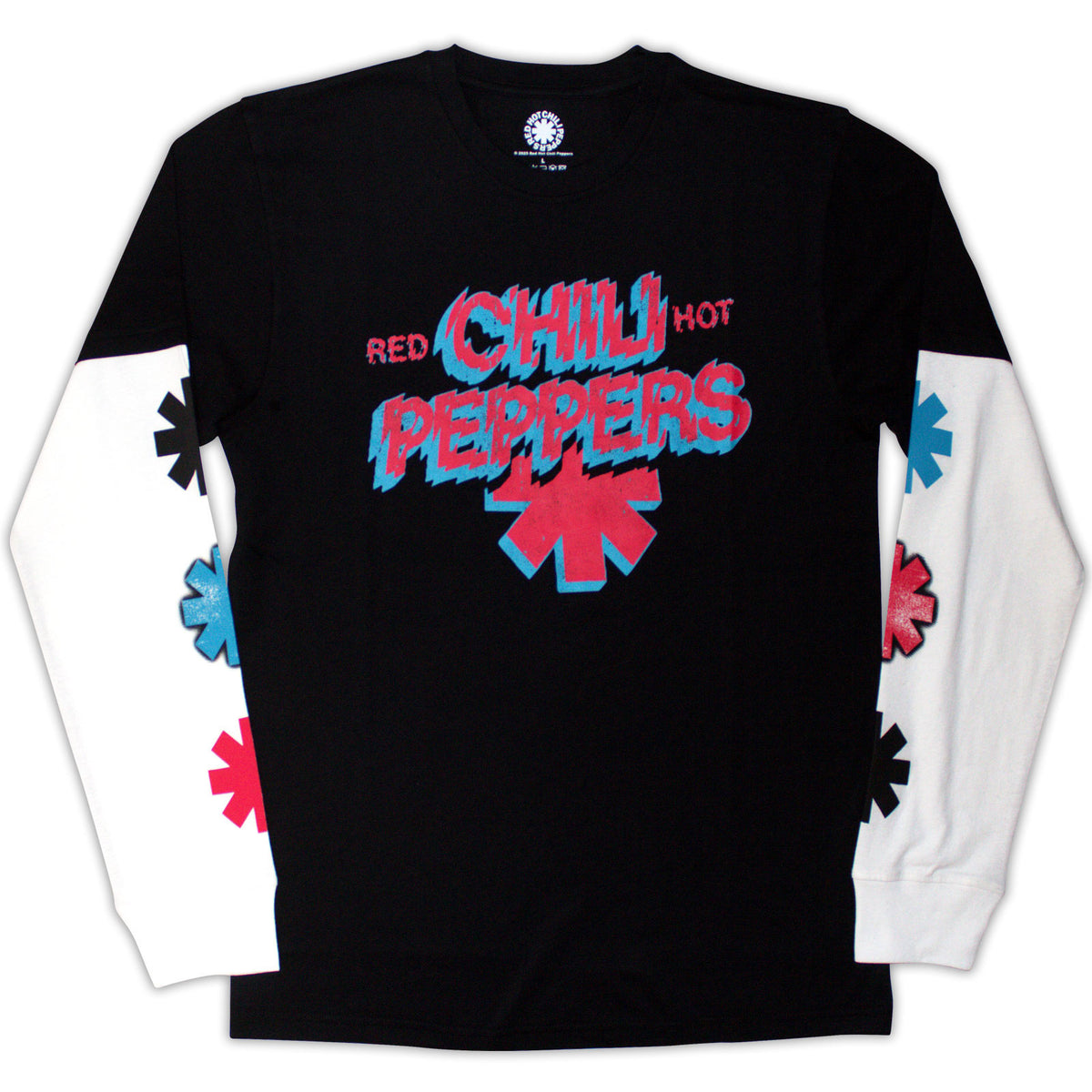RED HOT CHILI PEPPERS - SHOCK LOGO - Layered Long Sleeve T-Shirt Black, White