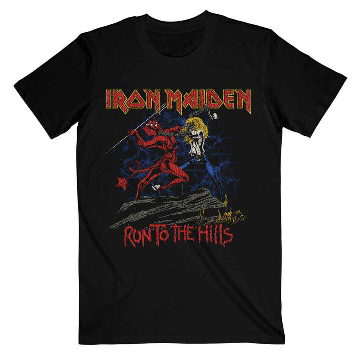 IRON MAIDEN - NUMBER OF THE BEAST RUN TO THE HILLS DISTRESS - T-Shirt Black