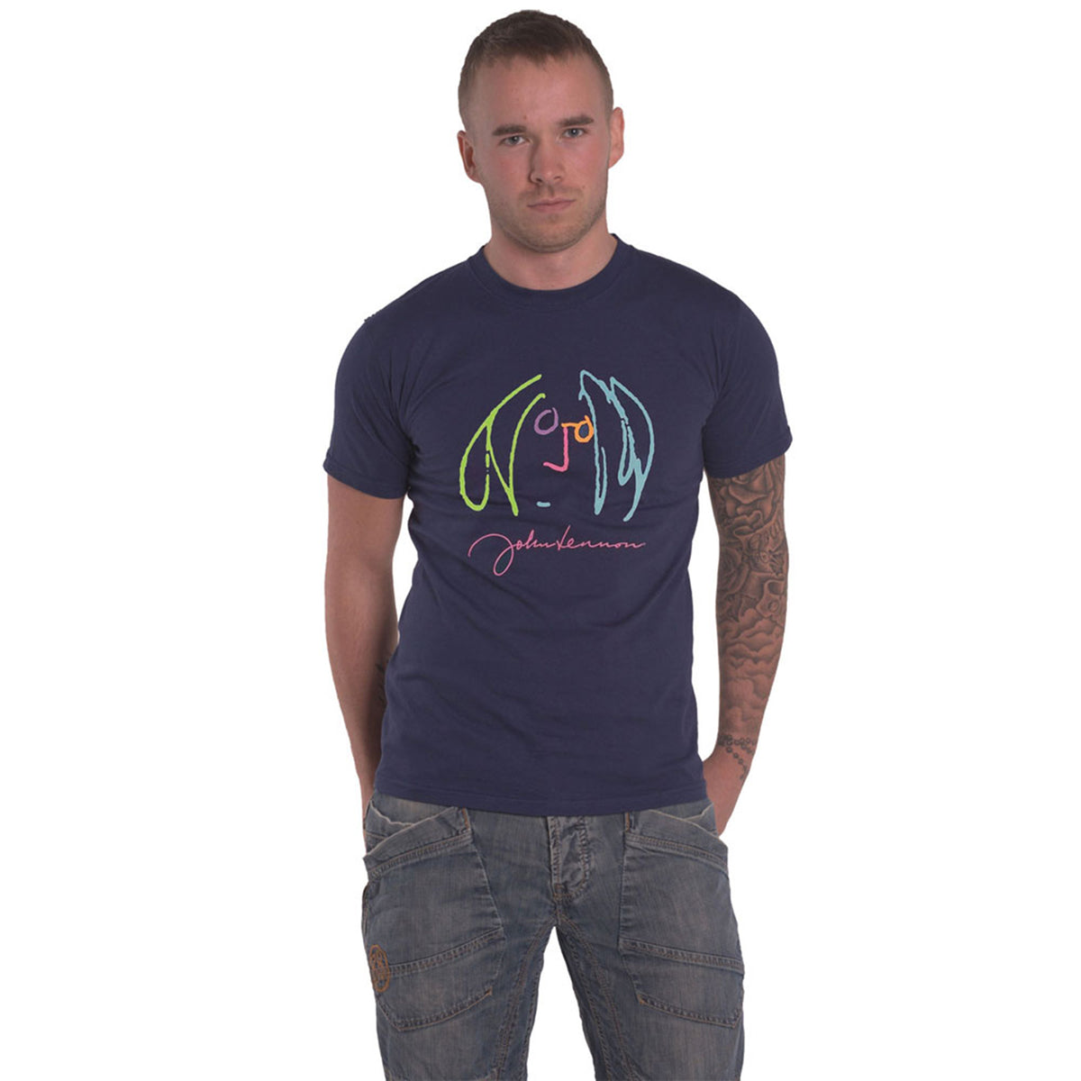 JOHN LENNON - SELF PORTRAIT FULL COLOUR - T-Shirt Blue