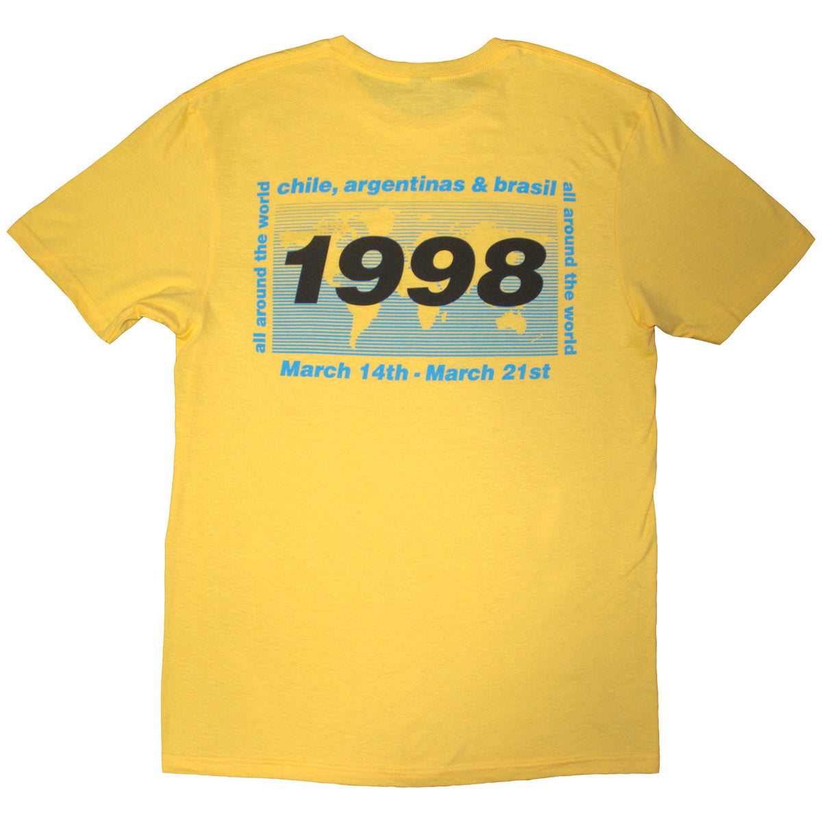 OASIS - 1998 WORLD TOUR - SOUTH AMERICA - T-Shirt Yellow (Back Print)