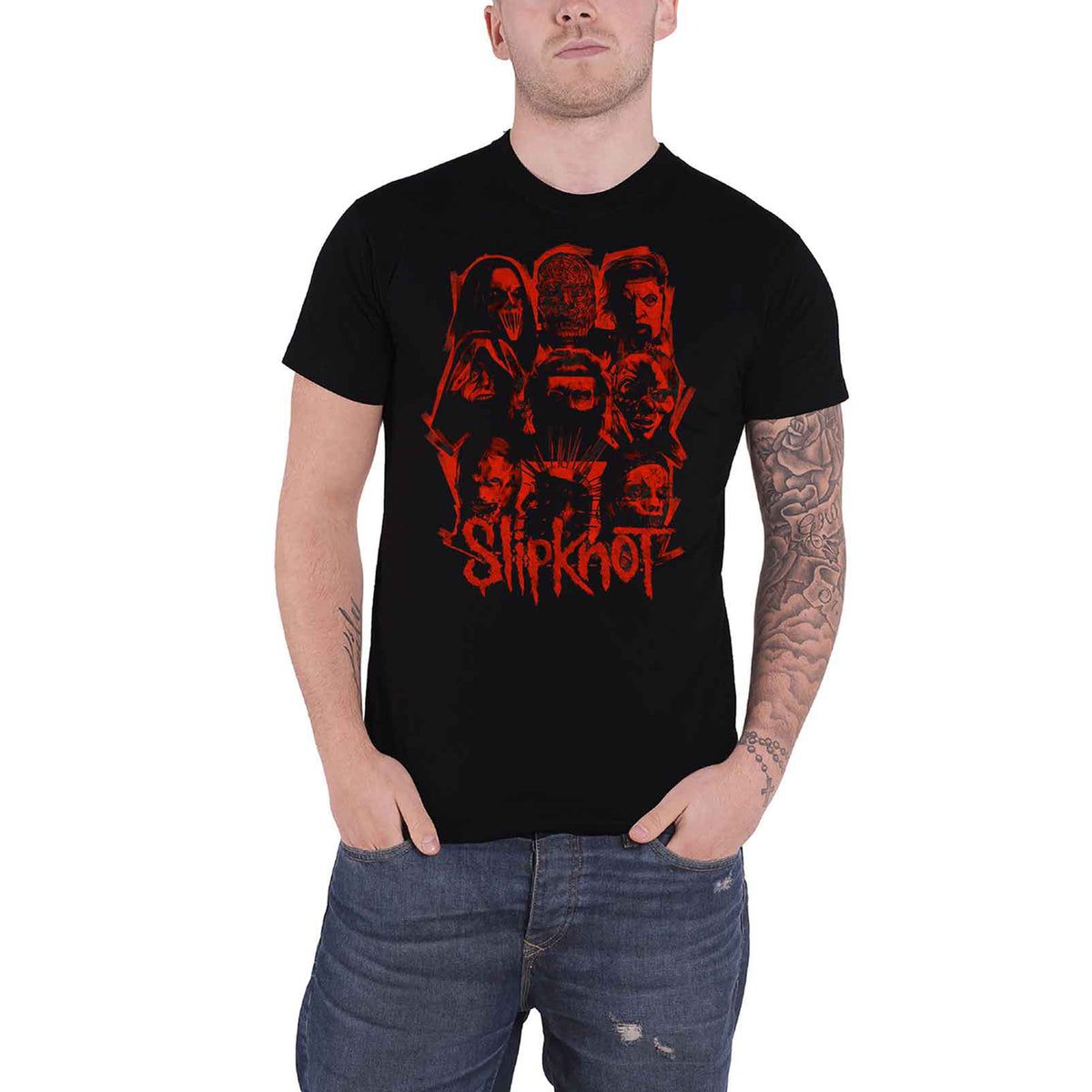 SLIPKNOT - WANYK RED PATCH - T-Shirt Black (Back Print)
