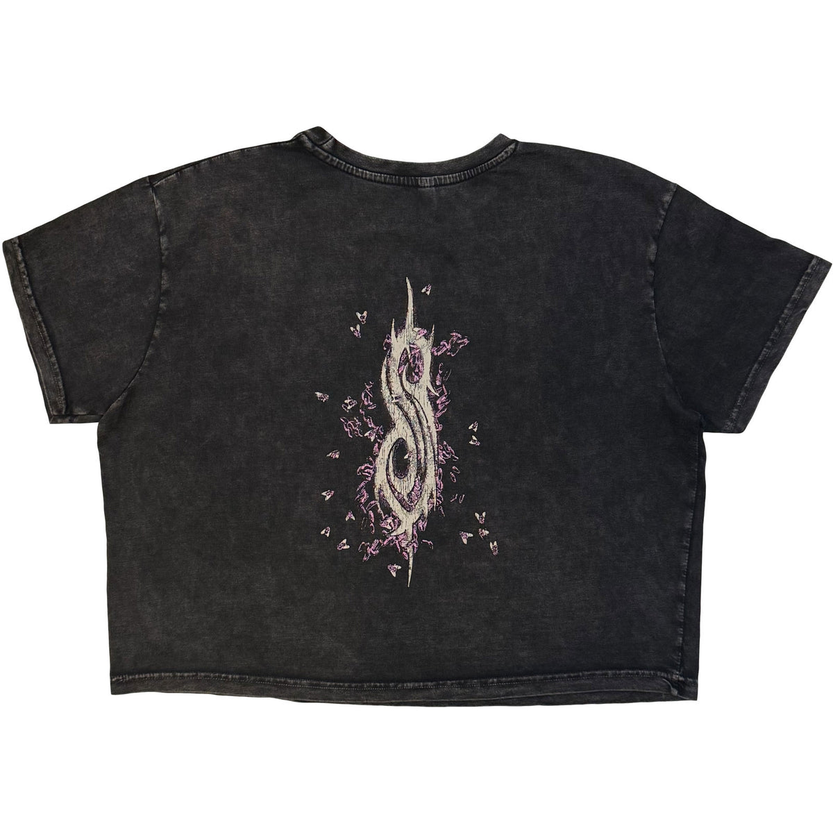 SLIPKNOT - BUTTERFLY GOATEE - Ladies Crop Top Charcoal Grey