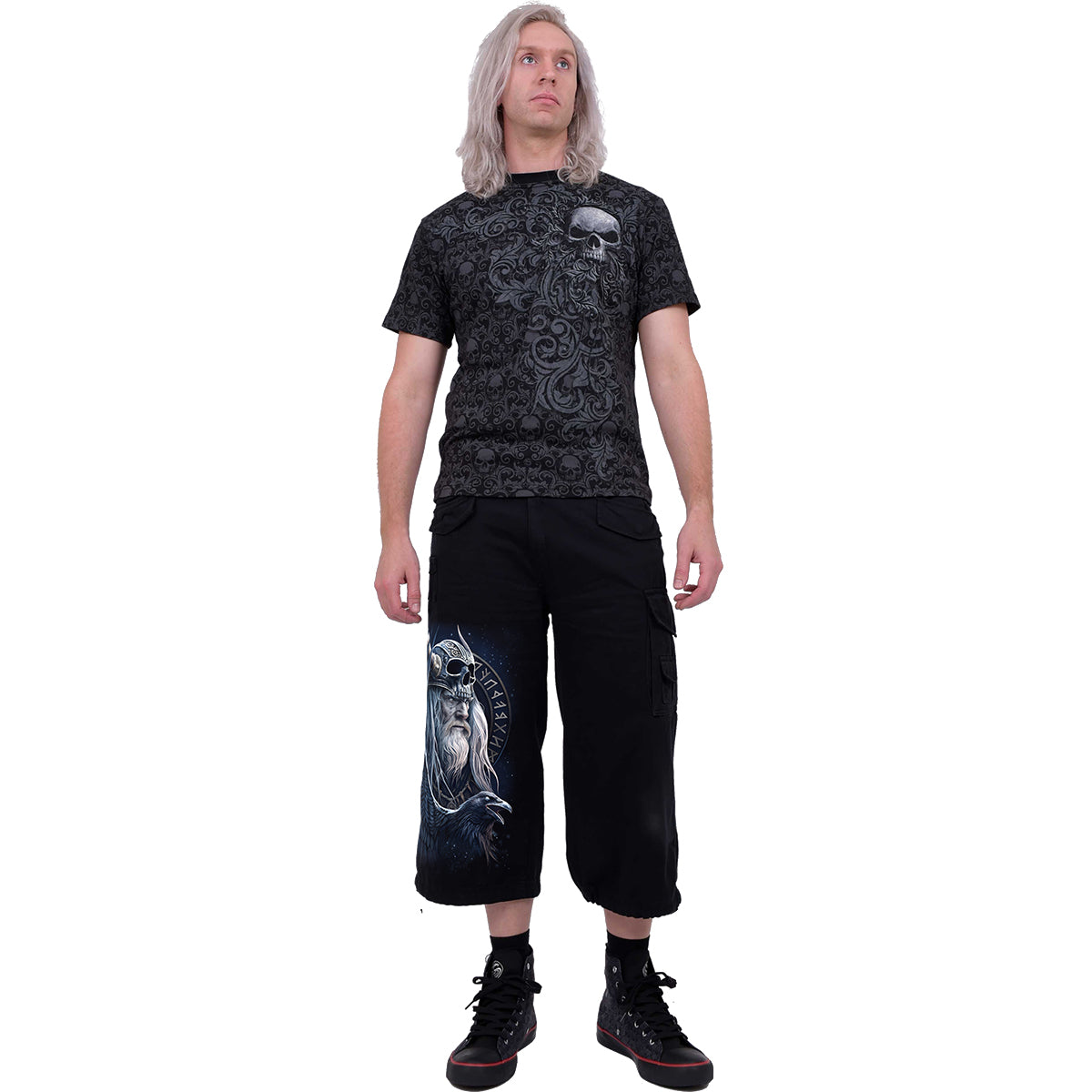 ODIN'S WARRIOR - Vintage Cargo Shorts 3/4 lang Schwarz