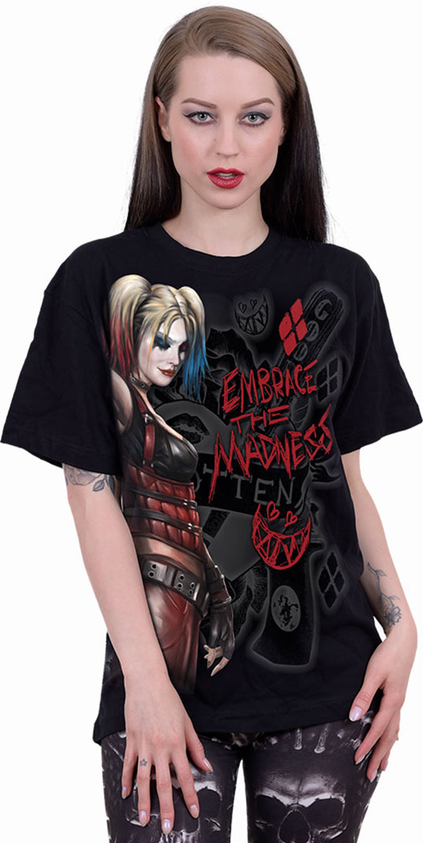 HARLEY QUINN - EMBRACE MADNESS - Front Print T-Shirt Schwarz