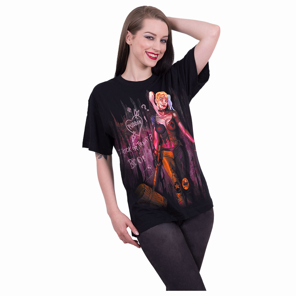 HARLEY QUINN - TRICK OR TREAT - Front Print T-Shirt Schwarz