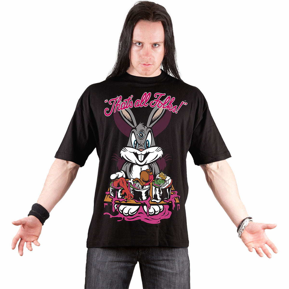 BUGS - EVIL BUNNY - Front Print T-Shirt Schwarz