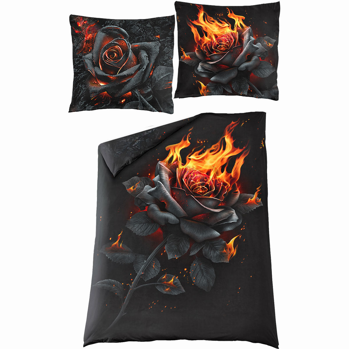 BURNT ROSE - Einzelner Bettbezug + UK- und EU-Kopfkissenbezug