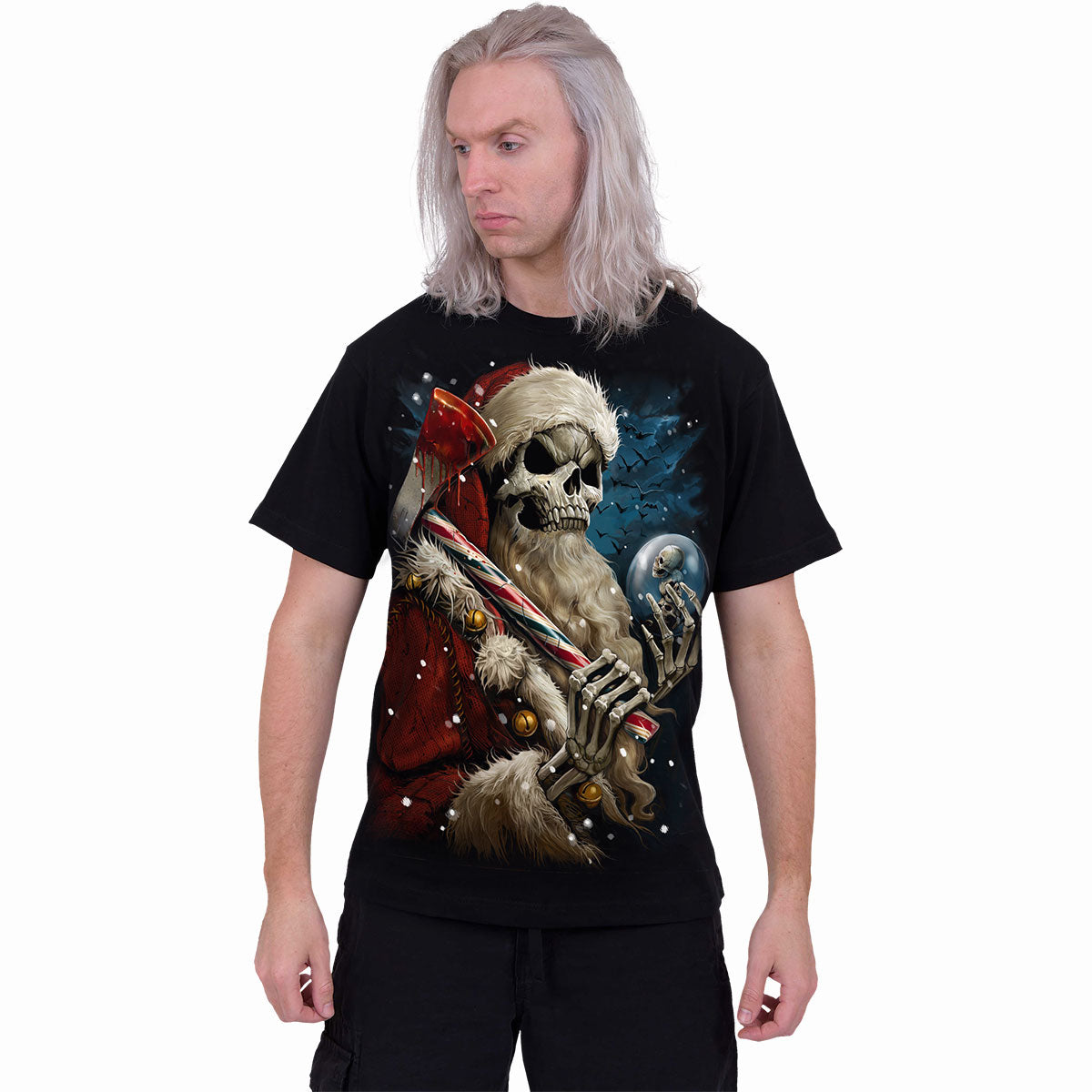 CANDY CANE SANTA - T-Shirt Schwarz