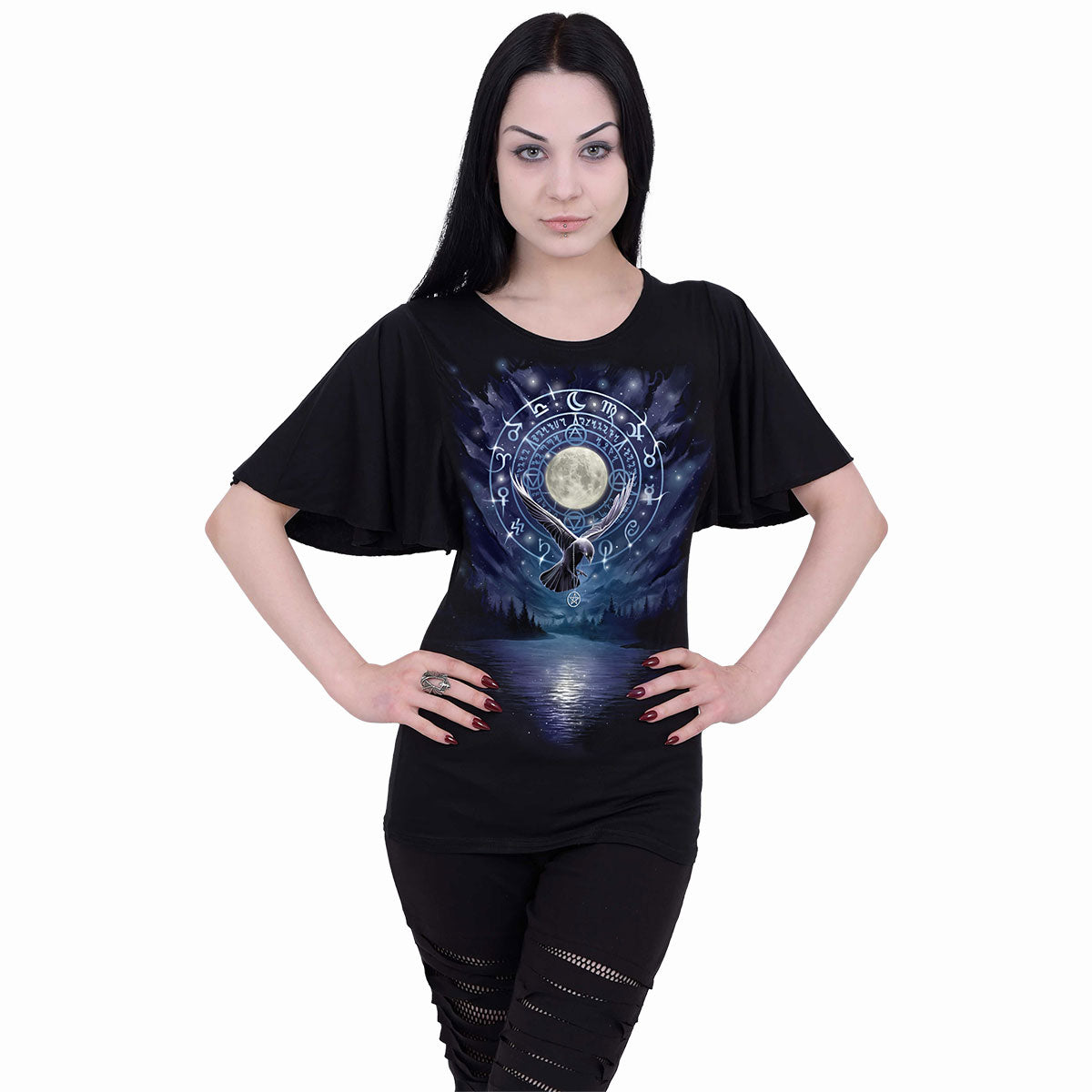 WITCHCRAFT - Boat Neck Bat Sleeve Top Schwarz