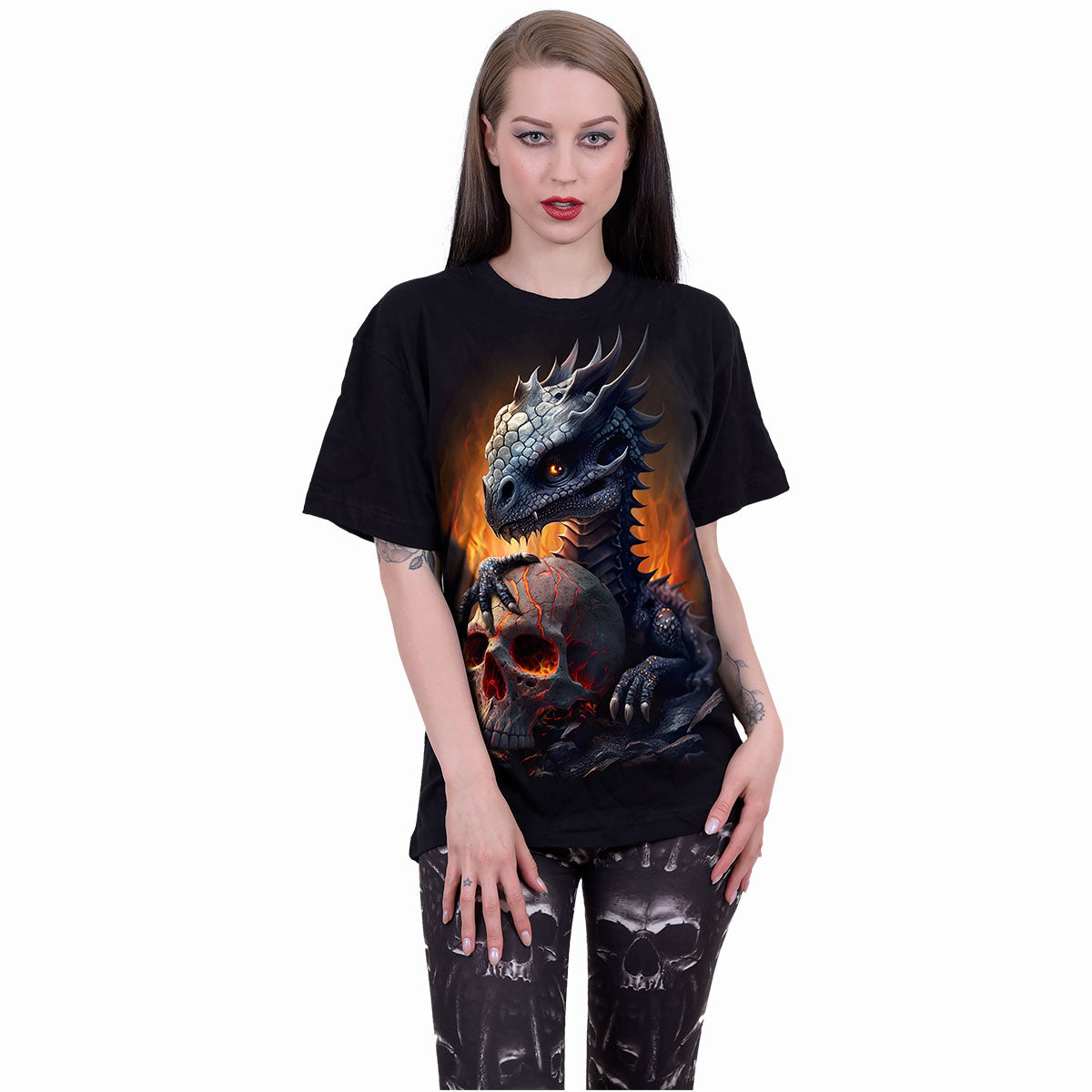 HATCHLING - Front Print T-Shirt Schwarz