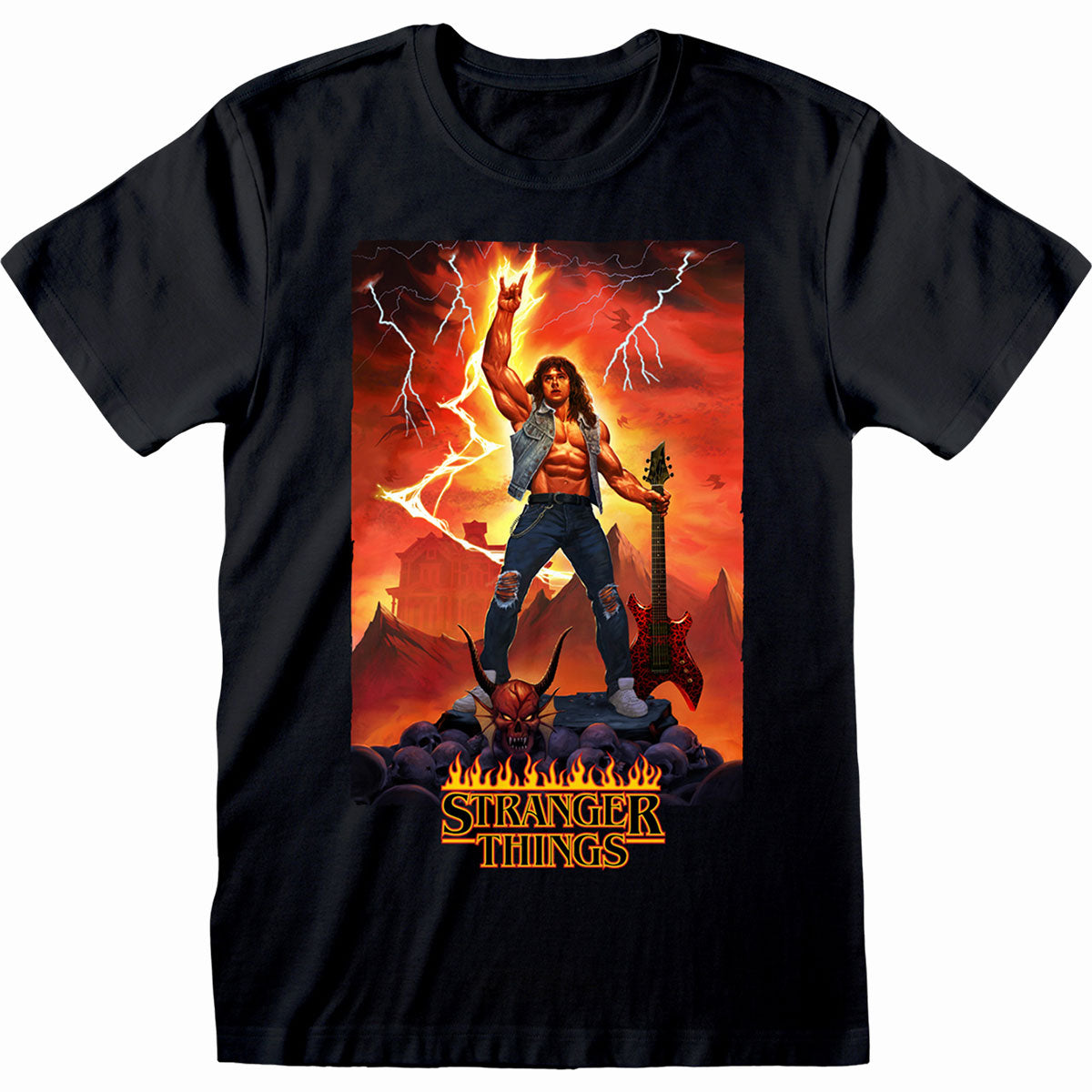 STRANGER THINGS 4 - EDDIE ROCKS - T-Shirt Schwarz