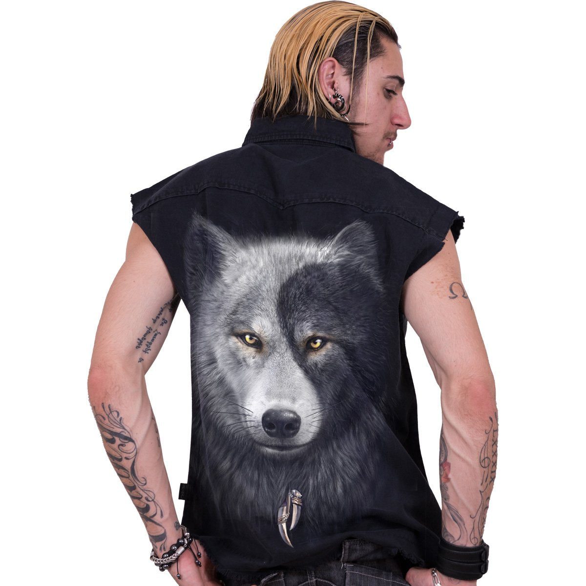 WOLF CHI - Sleeveless Stone Washed Worker Black - Spiral USA