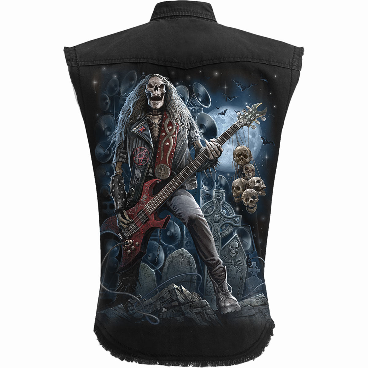 GRIM ROCKER - Ärmelloser Stone Washed Worker Schwarz