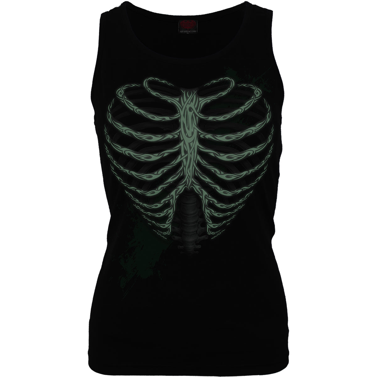 HEART RIBS - GLOW IN THE DARK - Razor Back Top Schwarz