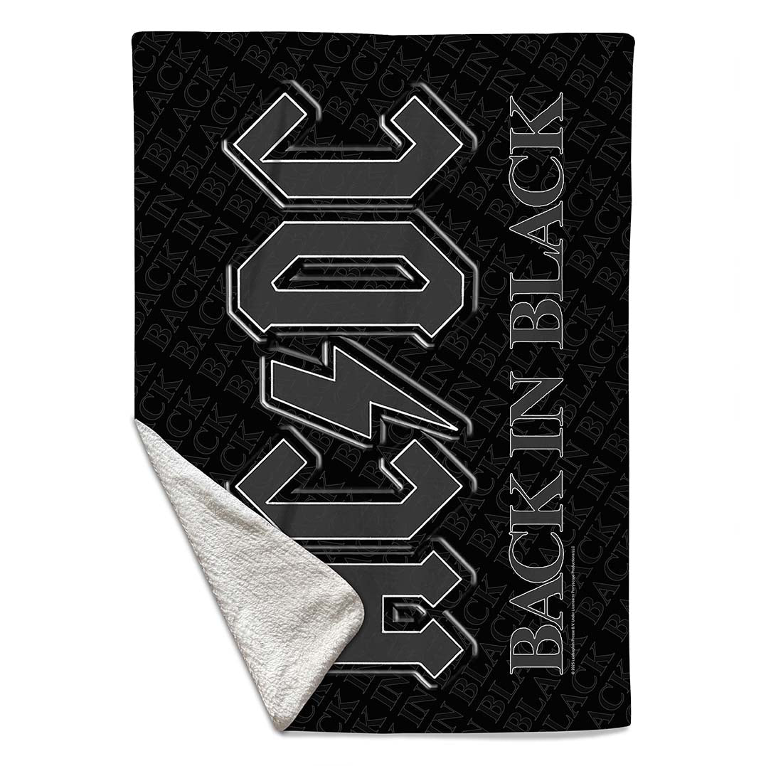 Rocksax AC/DC Sherpa Fleece Blanket - Back In Black