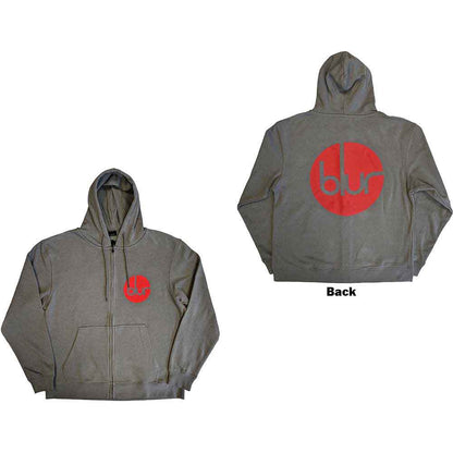 BLUR - CIRCLE LOGO - Zipped Hoodie Grey