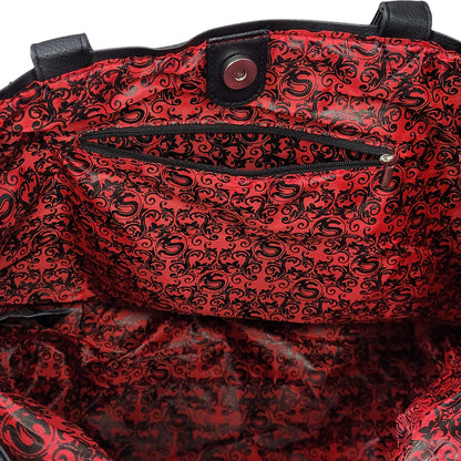 BLACK CAT - Tote Bag - Hochwertiges PU Leder mit Nieten