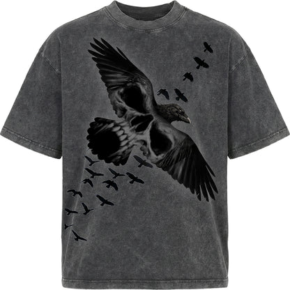 ACID CROW – Box-T-Shirt, Acid Wash, Anthrazit