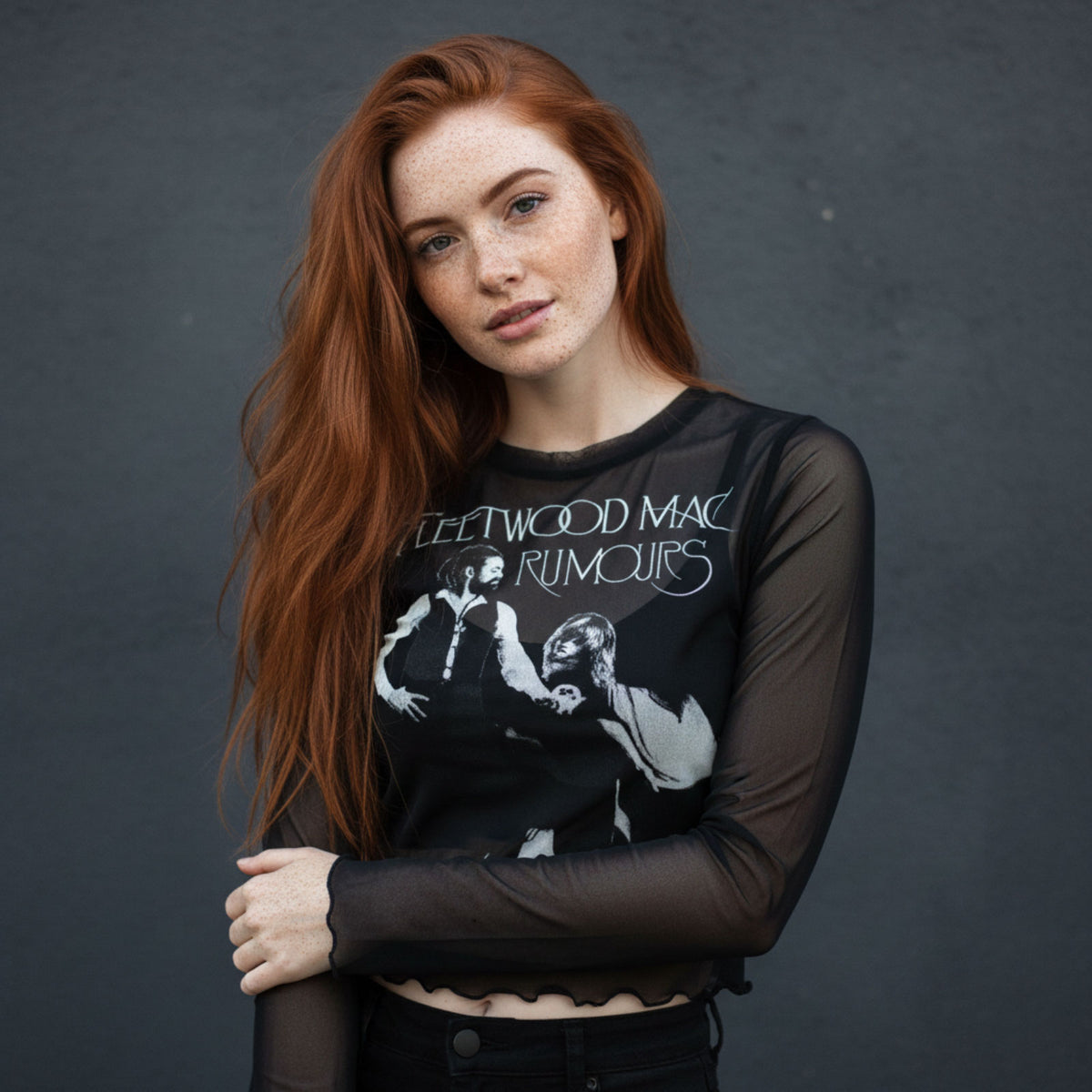 FLEETWOOD MAC - RUMOURS - Ladies Long Sleeve Crop Top Black