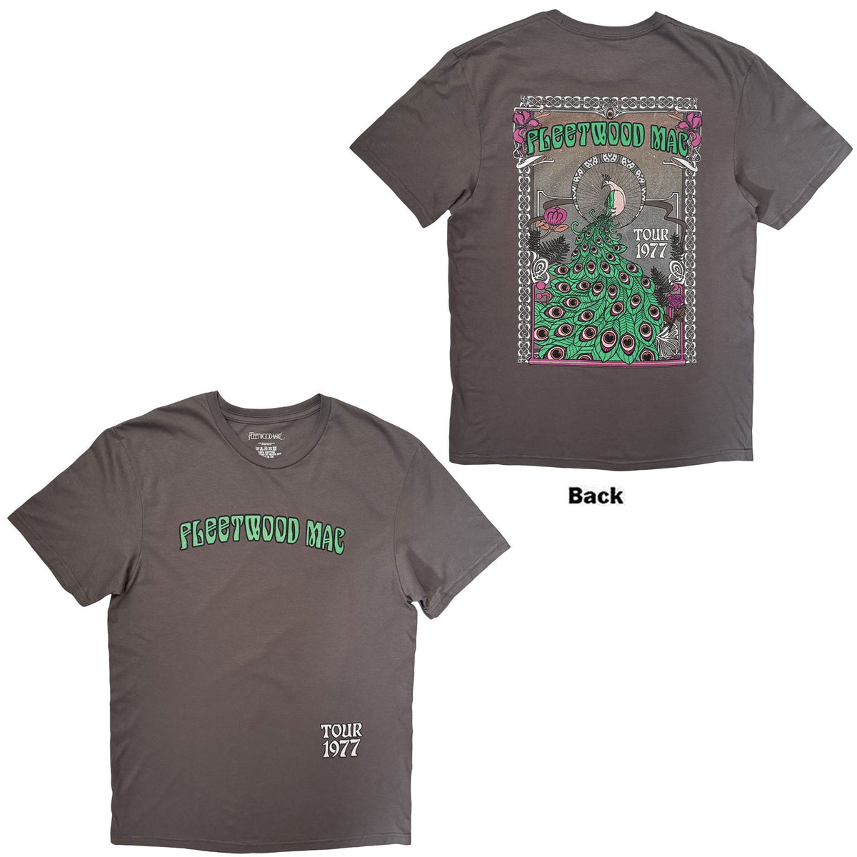 FLEETWOOD MAC - PEACOCK TOUR '77 - T-Shirt Charcoal Grey