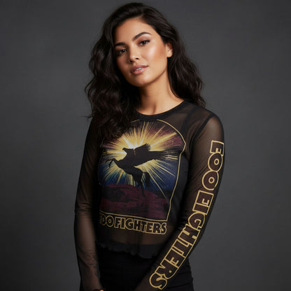 FOO FIGHTERS - PEGASUS - Ladies Long Sleeve Crop Top Black