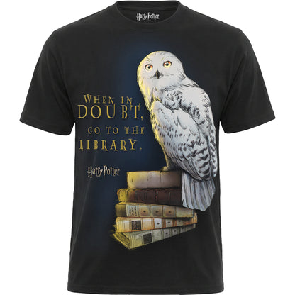 HARRY POTTER - HEDWIG BOOKS - Front Print T-Shirt Black