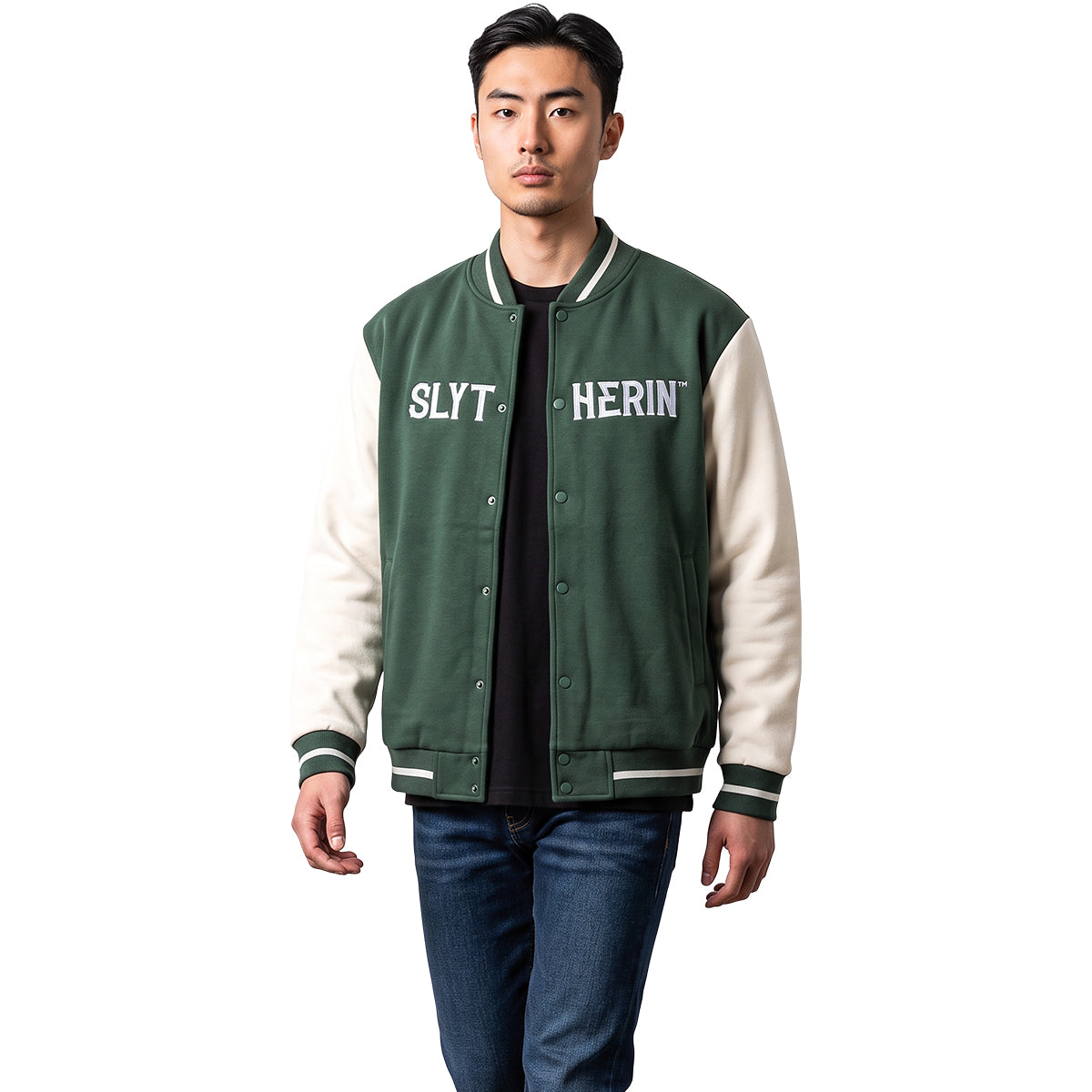 HARRY POTTER - SLYTHERIN HOUSE NAME - Baseball Jacket Dk Green Contrast Slvs A
