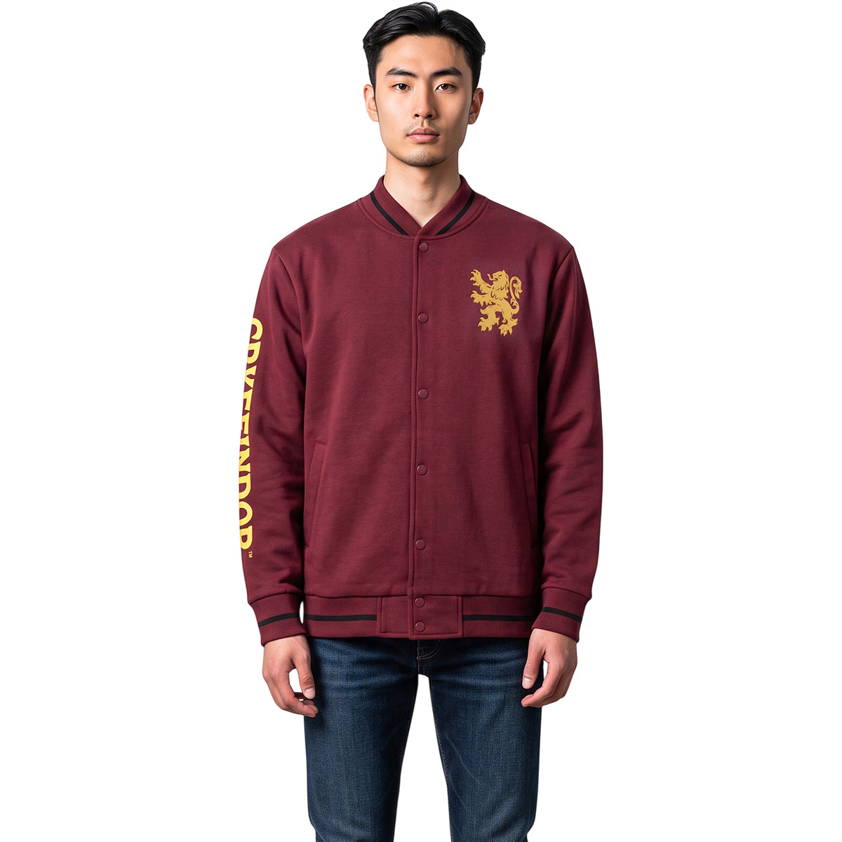 HARRY POTTER – GRYFFINDOR-BRUSTEMBLEM – Baseballjacke, dunkelrotbraun