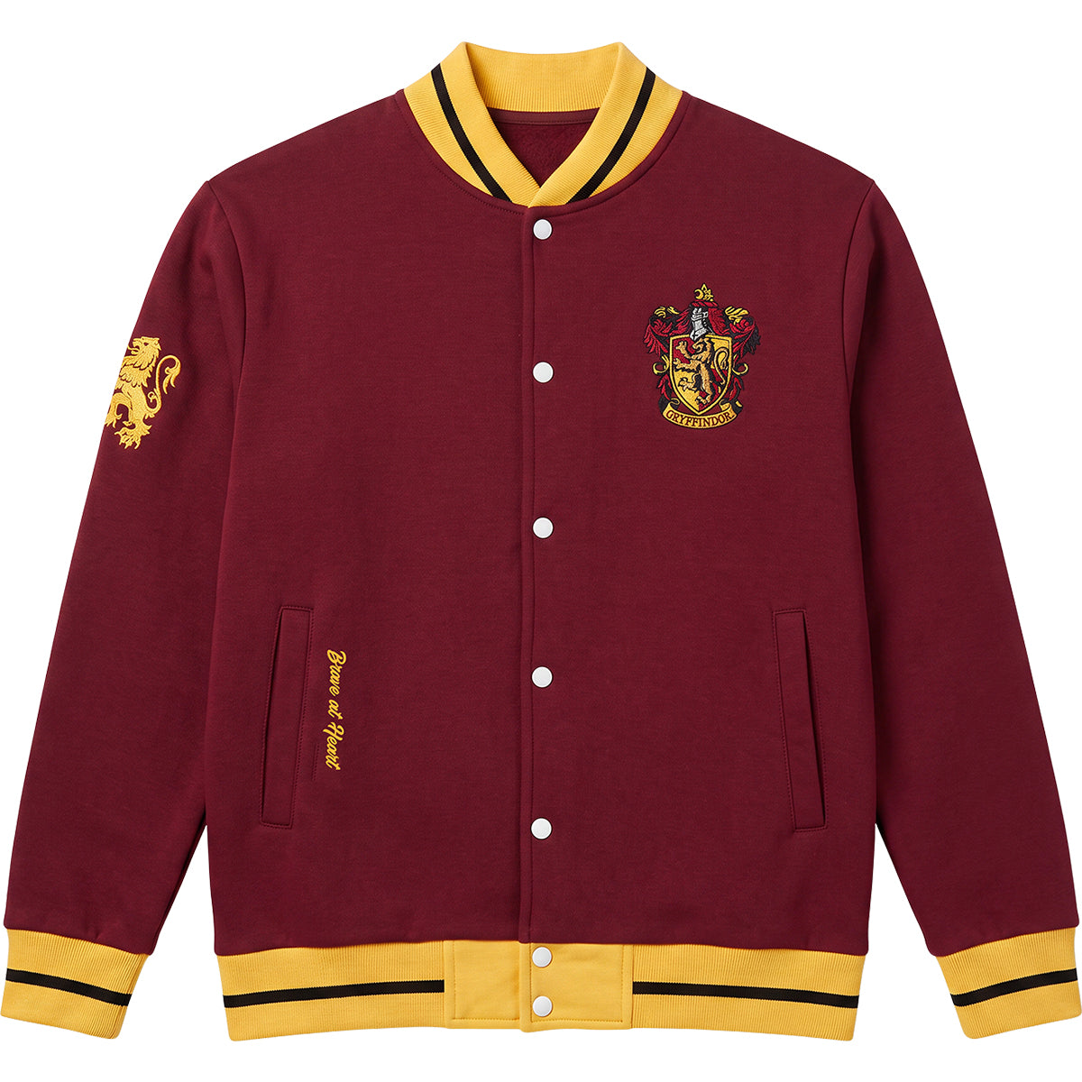 HARRY POTTER – GRYFFINDOR-WAPPEN MIT SLOGAN – Baseballjacke, dunkelrot mit gelbem Besatz
