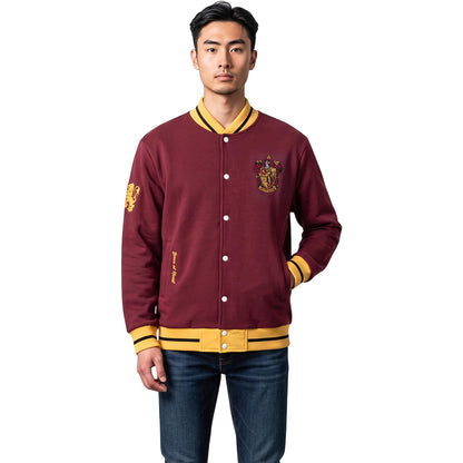 HARRY POTTER – GRYFFINDOR-WAPPEN MIT SLOGAN – Baseballjacke, dunkelrot mit gelbem Besatz