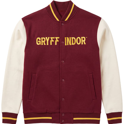 HARRY POTTER – GRYFFINDOR-HAUSNAME – Baseballjacke, dunkelrot mit silbernen Kontraststreifen A