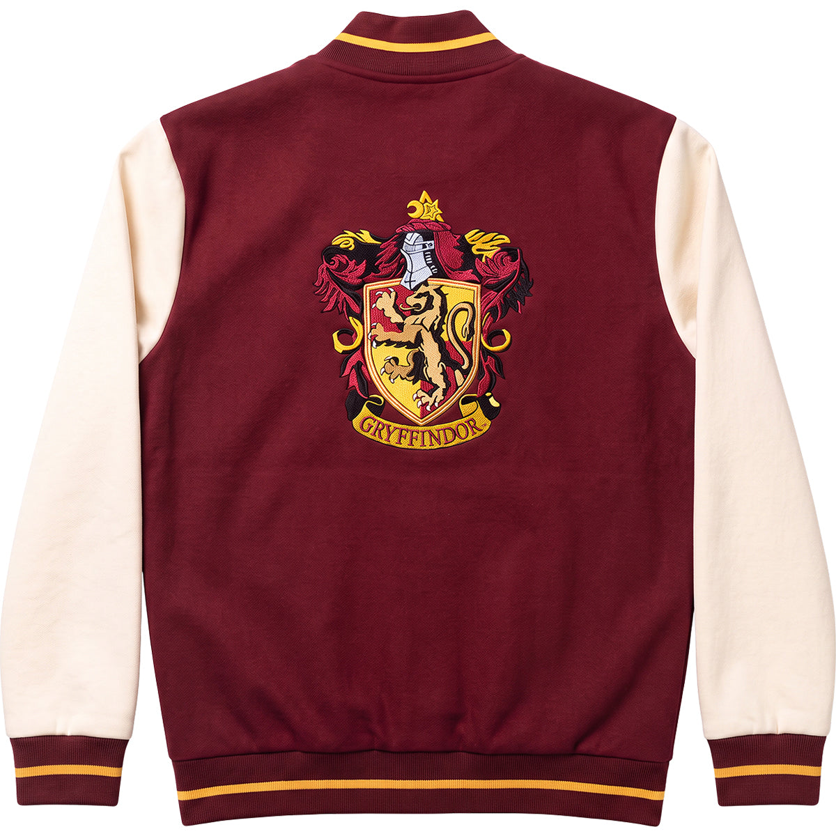 HARRY POTTER – GRYFFINDOR-HAUSNAME – Baseballjacke, dunkelrot mit silbernen Kontraststreifen A