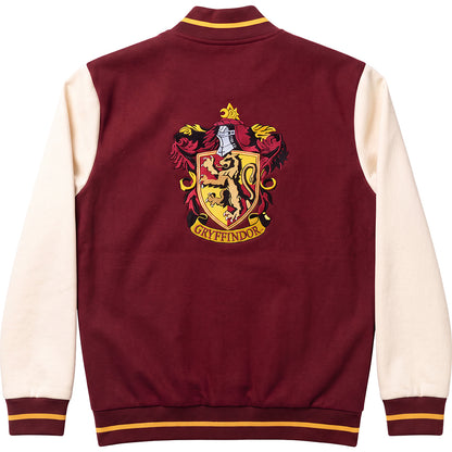 HARRY POTTER – GRYFFINDOR-HAUSNAME – Baseballjacke, dunkelrot mit silbernen Kontraststreifen A