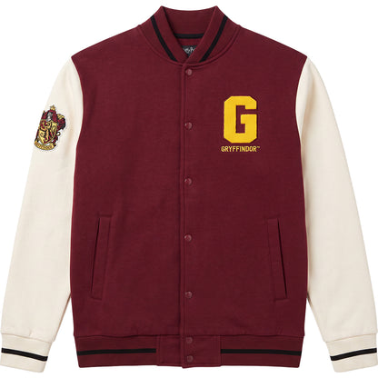 HARRY POTTER – GRYFFINDOR VARSITY – Baseballjacke, dunkelrot mit silbernen Kontraststreifen, Größe B