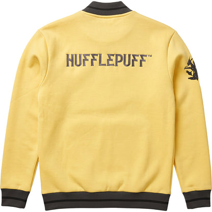 HARRY POTTER – HUFFLEPUFF-WAPPEN-SLOGAN – Baseballjacke, dunkelgelb mit schwarzem Besatz