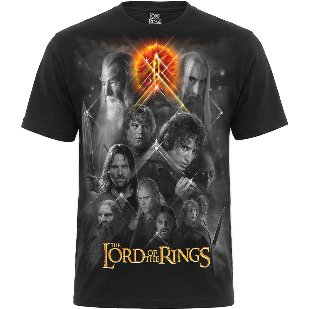 LOTR – FELLOWSHIP MONO – T-Shirt mit Aufdruck auf der Vorderseite, schwarz