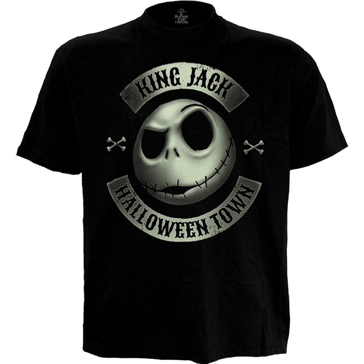 NIGHTMARE BEFORE XMAS -JACK CREST (GLOW) - Front Print T-Shirt Schwarz