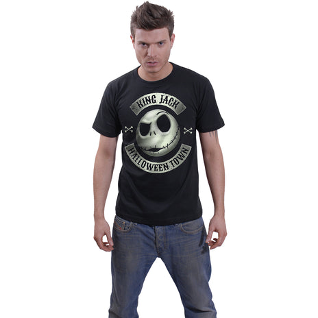 NIGHTMARE BEFORE XMAS -JACK CREST (GLOW) - Front Print T-Shirt Schwarz