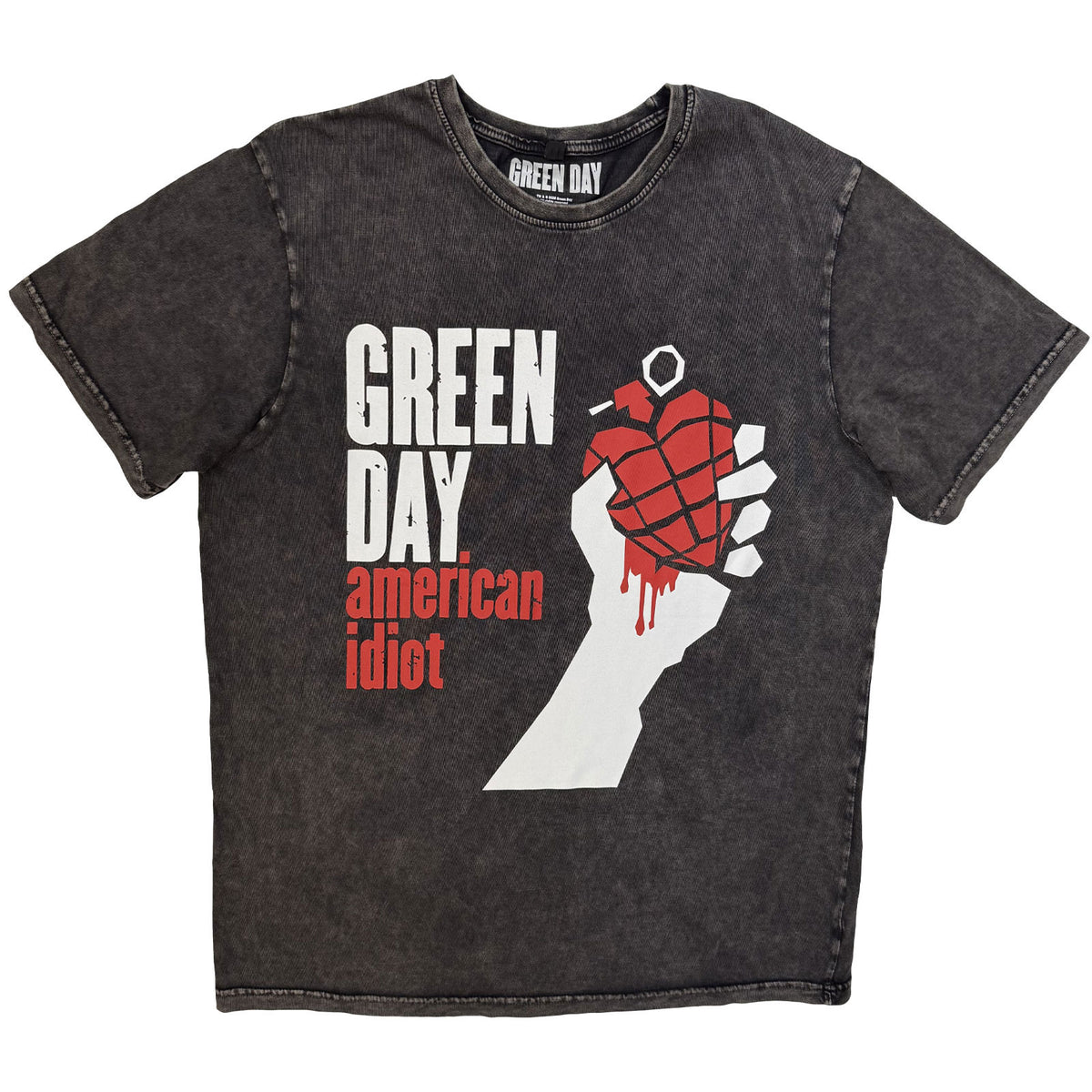 GREEN DAY - AMERICAN IDIOT - Stone Wash T-Shirt Grey