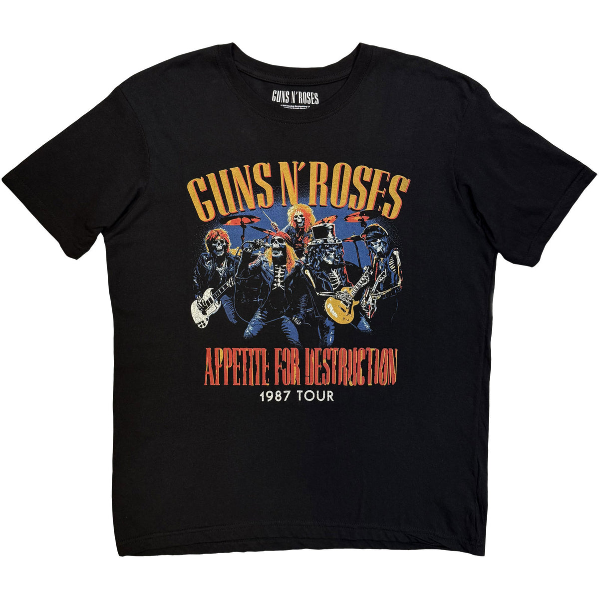 GUNS N' ROSES - SKELETON 1987 TOUR - T-Shirt Black